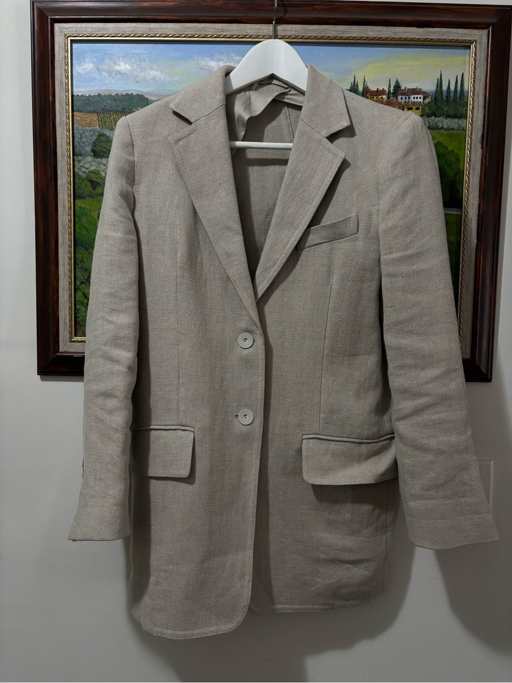 MaxMara Light Beige Oversized Linen Blazer